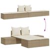 vidaXL Ligbed 2-persoons met kussens poly rattan beige