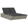 vidaXL Ligbed 2-persoons met kussens poly rattan grijs