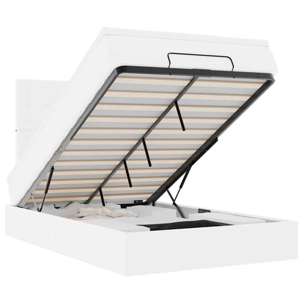 vidaXL Ottoman bed met matras 120x190 cm kunstleer wit