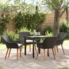 vidaXL Tuin eettafelset met kussen 5 pcs Zwart poly rattan