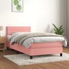 vidaXL Boxspring met matras fluweel roze 100x200 cm