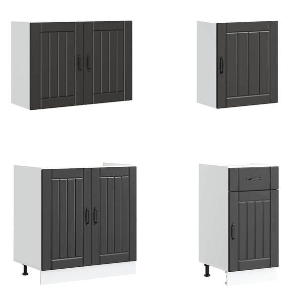 vidaXL 7-delige Keukenkastenset Lucca bewerkt hout zwart