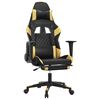 vidaXL Massage gamestoel met voetensteun kunstleer zwart & goudkleurig