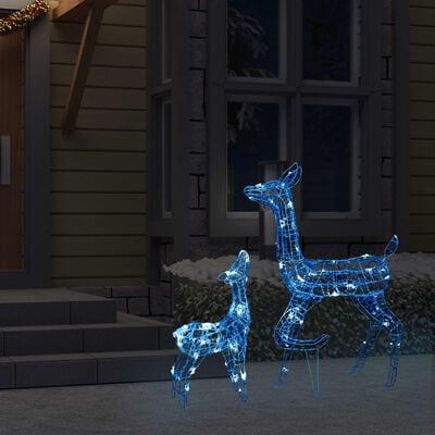 vidaXL Kerstversiering rendierfamilie 160 LED's blauw acryl