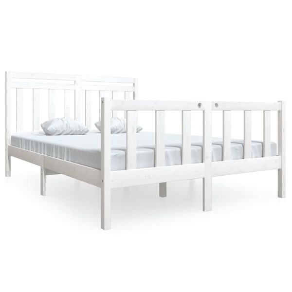 vidaXL Bedframe massief hout wit 140x190 cm