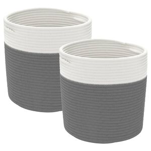 vidaXL Opbergmanden 2 st &Oslash; 28x28 cm katoen grijs en wit