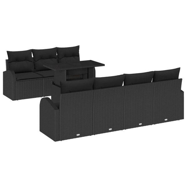 vidaXL Tuin Sofa Set met kussen met opslag 8 pcs Zwart Poly Rattan