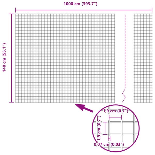 vidaXL Gelaste draadhek Zilver 1.4 x 10 m