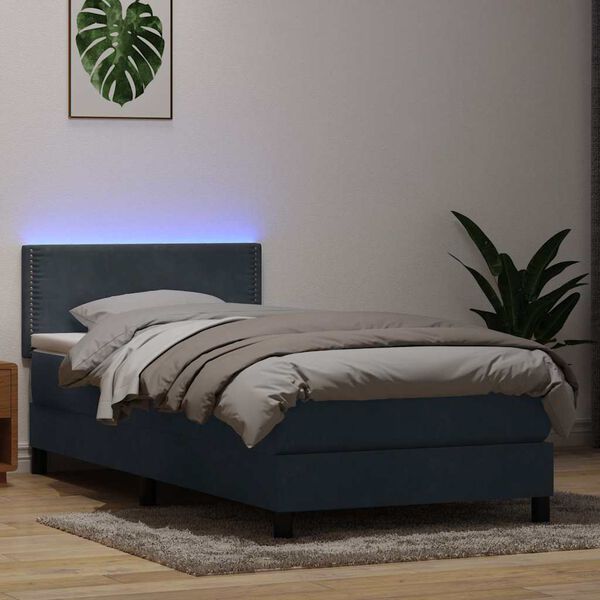 vidaXL Boxspring met matras en LED fluweel donkergrijs 80x220 cm