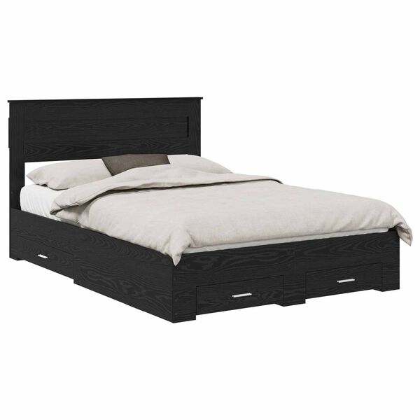 vidaXL Bedframe met hoofdeinde Zwart Eiken 140 x 190 cm Bewerkt hout