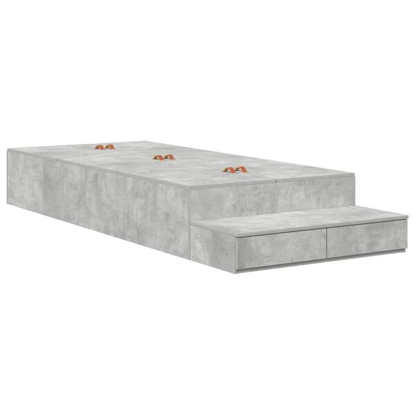 vidaXL Opbergbedframe met lade Beton Grijs 80 cm Bewerkt hout