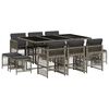 vidaXL 11-delige Tuinset met kussens poly rattan grijs