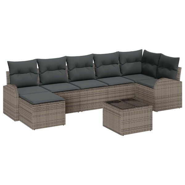 vidaXL Tuin Sofa Set 8 pcs Grijs Poly riet