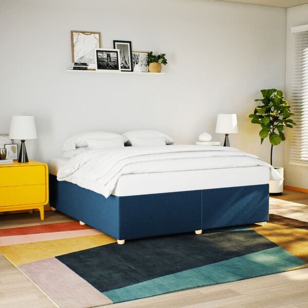 vidaXL Bedframe zonder matras stof blauw 200x200 cm