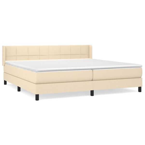 vidaXL Boxspring met matras stof cr&egrave;mekleurig 200x200 cm