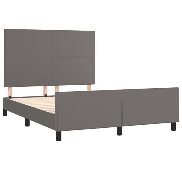 vidaXL Bedframe met hoofdbord kunstleer grijs 140x200 cm