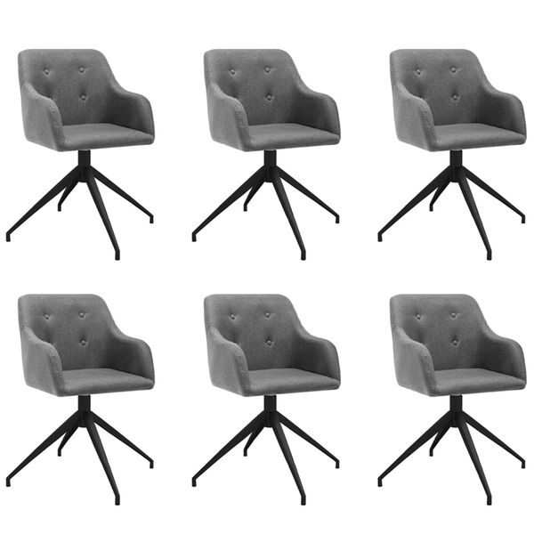 vidaXL Eetkamerstoelen 6 st stof lichtgrijs
