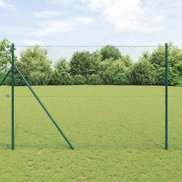 vidaXL Afrasteringspaal Groen 25 x 1,6 m (36 mm gaas) Staal en PVC