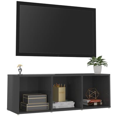 vidaXL Tv-meubel 107x35x37 cm bewerkt hout hoogglans grijs