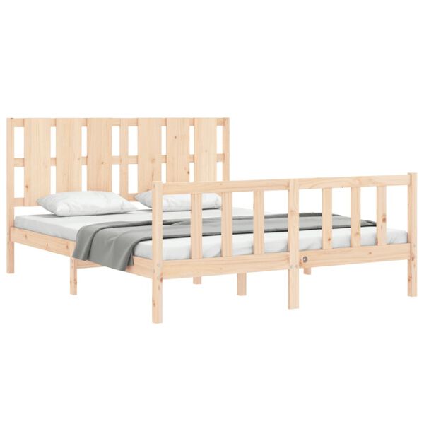 vidaXL Bedframe met hoofdbord massief hout