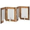 vidaXL Opvouwbaar hondenhek met standaards 4 st Oud hout 241 cm