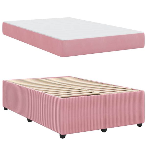 vidaXL Bedframe met matras Roze 120 x 200 cm Stof