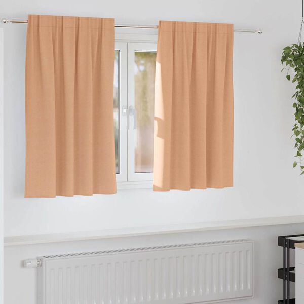 vidaXL Zwart-out Gordijnen met Ringen 2 pcs Licht Bruin 140 x 140 cm