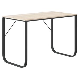vidaXL Computerbureau 110x60x73 cm spaanplaat zwart en eikenkleurig