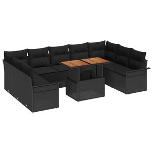 vidaXL Tuin Sofa Set met opslag 10 pcs Zwart Poly riet