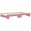vidaXL Slaapbank onderschuifbed en matrassen 100x200 cm fluweel roze