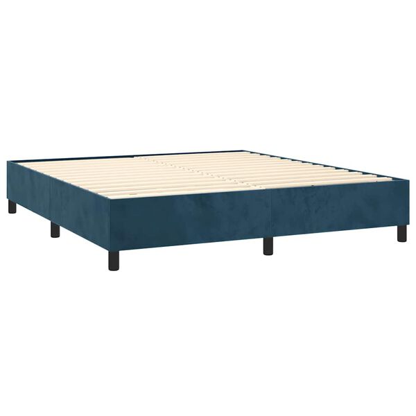 vidaXL Boxspring met matras fluweel donkerblauw 160x200 cm