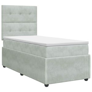 vidaXL Boxspringbed met matras met hoofdeinde Lichtgrijs Enkel Fluweel