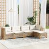 vidaXL 5-delige Loungeset met kussens poly rattan beige