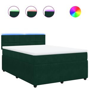 vidaXL Boxspring met matras fluweel donkergroen 160x200 cm