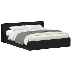 vidaXL Bedframe met opslag Zwart 200 x 200 cm Bewerkt hout
