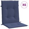 vidaXL Stoelkussens 6 st lage rug stof marineblauw