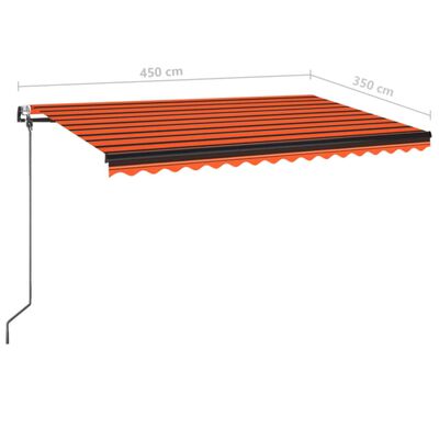 vidaXL Luifel automatisch uittrekbaar 450x350 cm oranje en bruin