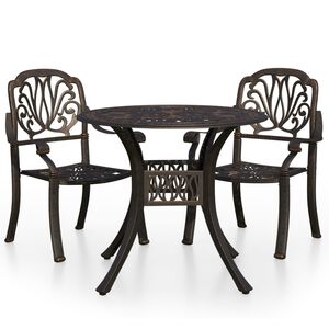 vidaXL 3-delige Bistroset gietaluminium bronskleurig
