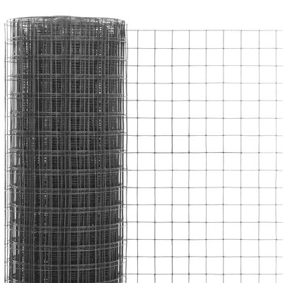 vidaXL Kippengaas 25x1,5 m staal met PVC coating grijs