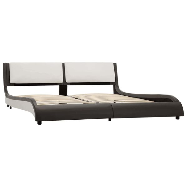 vidaXL Bedframe Grijs en wit 160 x 200 cm Kunstleer