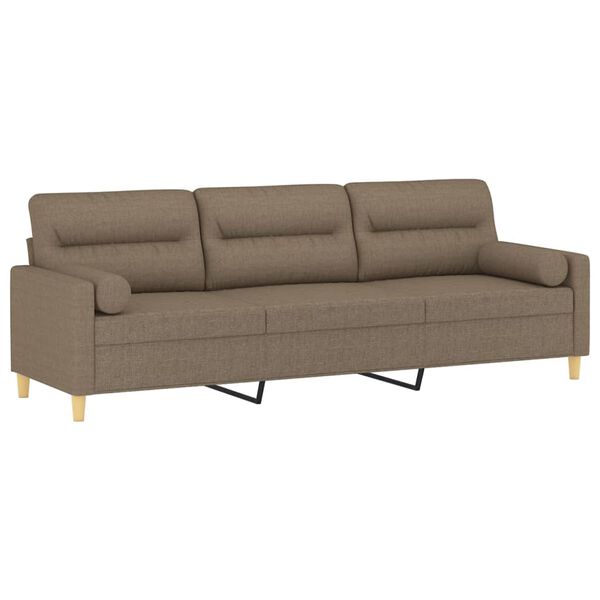 vidaXL Driezitsbank met kussens 210 cm stof taupe