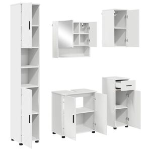 vidaXL Badkamermeubelset met lade 5 pcs Wit Bewerkt hout & Metaal