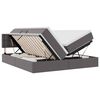 vidaXL Opslag bed met hoofdeinde Grijs 200 x 200 cm Nep Leer