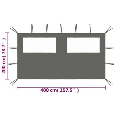 vidaXL Prieelzijwand met ramen 4x2 m antracietkleurig