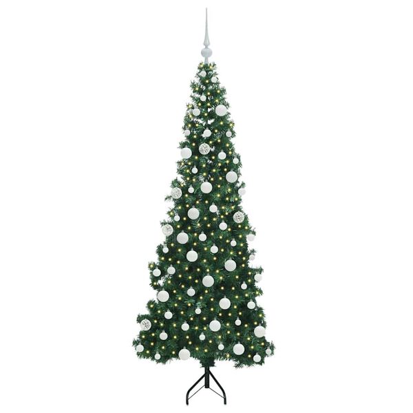 vidaXL Hoek Kunstkerstboom met 300 LED Groen 180 cm PVC en Metaal