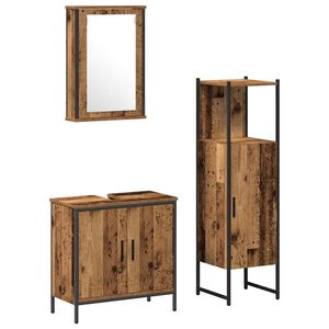 vidaXL Badkamermeubelset 3 pcs Bruin 33 x 33 x 120.5 cm Bewerkt hout