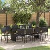 vidaXL Tuin eettafelset 11 pcs Zwart poly rattan