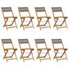 vidaXL Opklapbare stoelen, 8 stuks, grijs, massief acaciahout