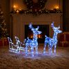 vidaXL Kerstversiering rendieren en slee 160 LED's 130 cm acryl