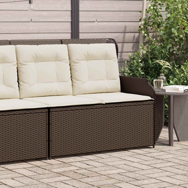 vidaXL Tuinbank met kussen Zwart en Cream Wit poly rattan